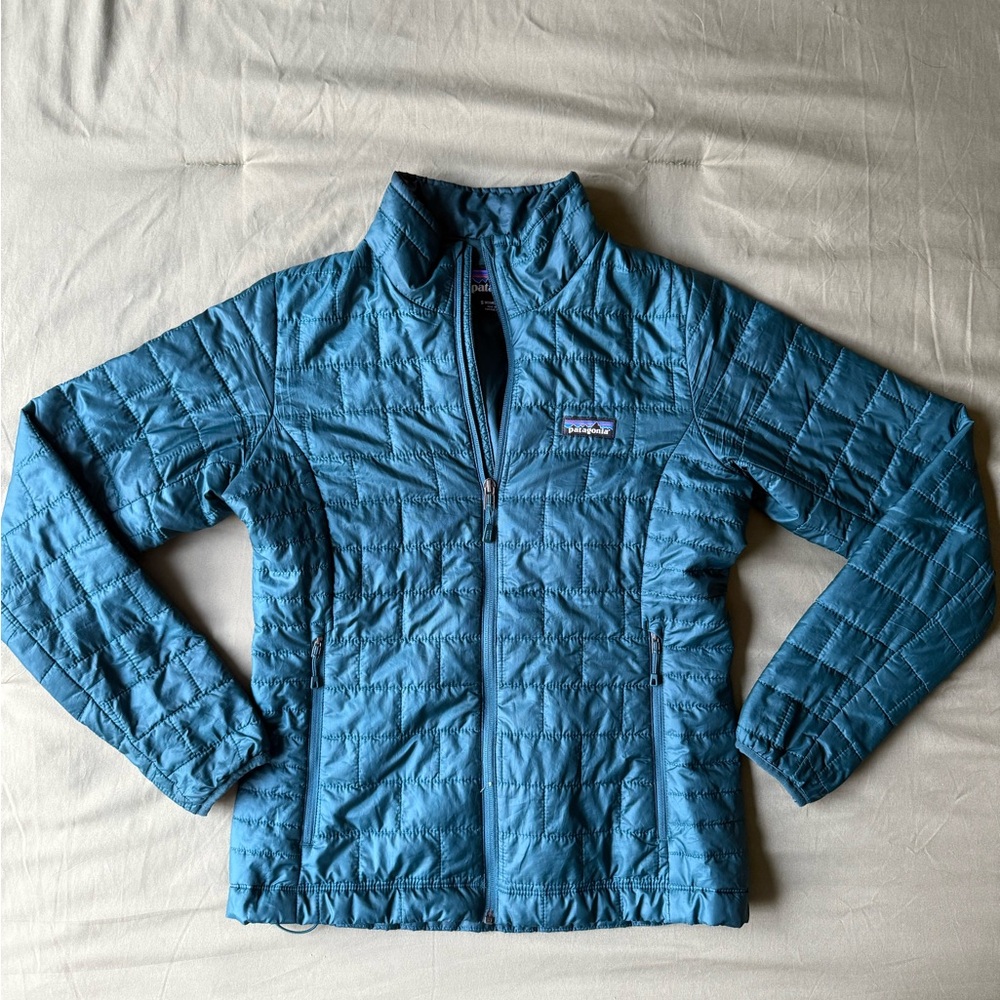 Patagonia Teal Blue Quilted Puffer Jacket